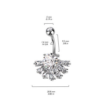 Belly Bar with a Clear CZ Fan - Image 5
