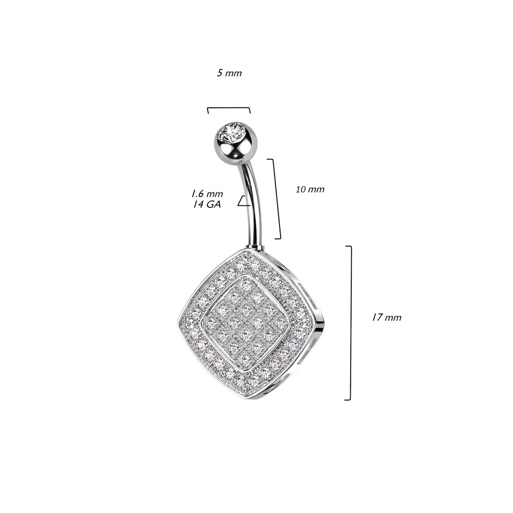 Belly Bar with Two Tier Pave Clear CZ Disc - Image 5