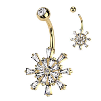Belly Bar with Clear CZ Ship Wheel - Image 3