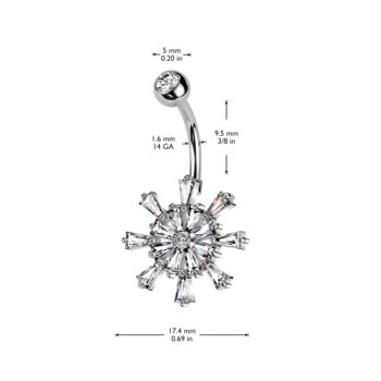 Belly Bar with Clear CZ Ship Wheel - Image 2