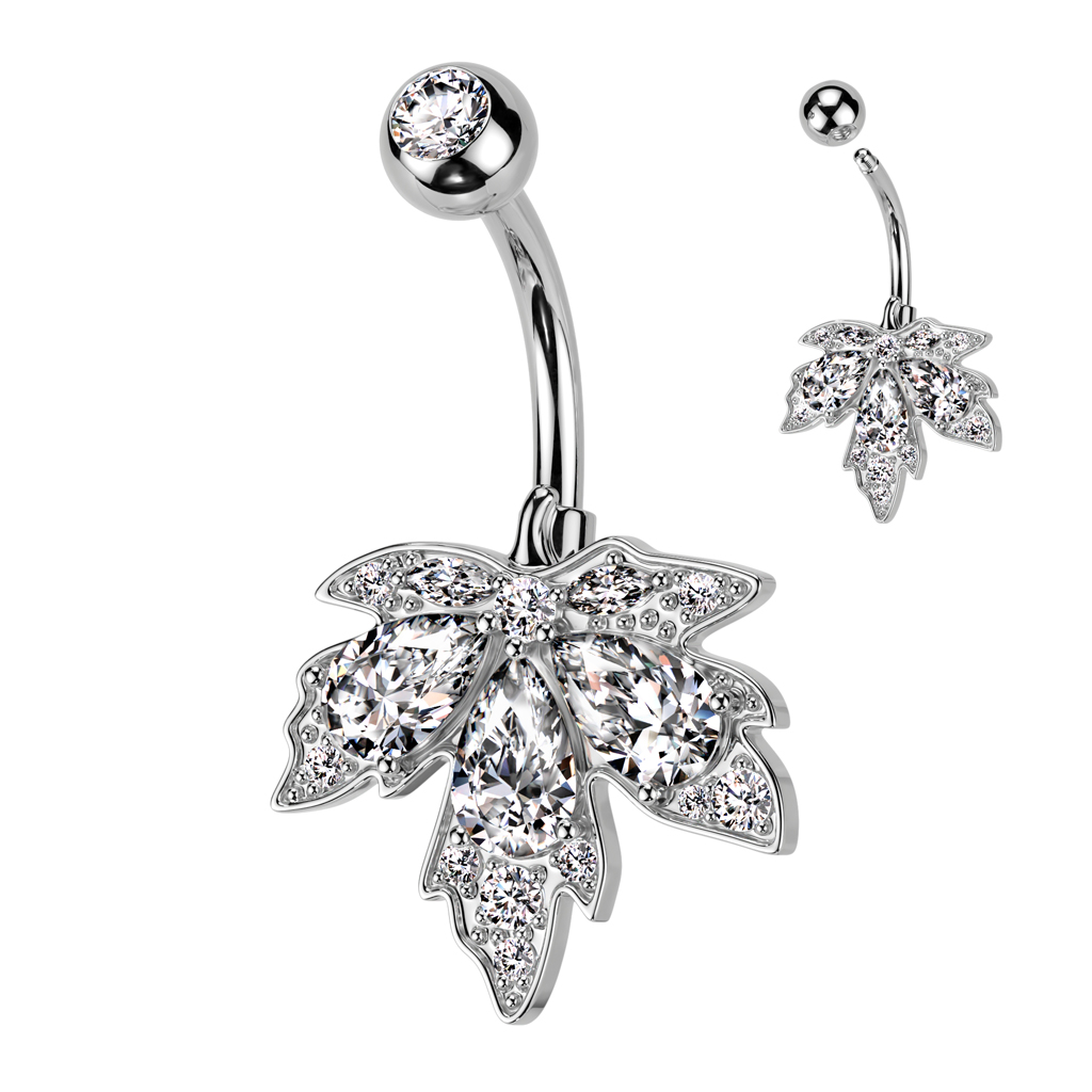Belly Bar with CZ Maple Leaf - Image 5
