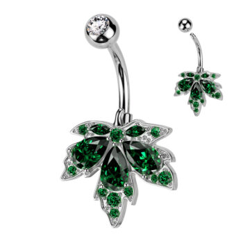 Belly Bar with CZ Maple Leaf - Image 4