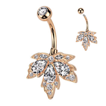 Belly Bar with CZ Maple Leaf - Image 2