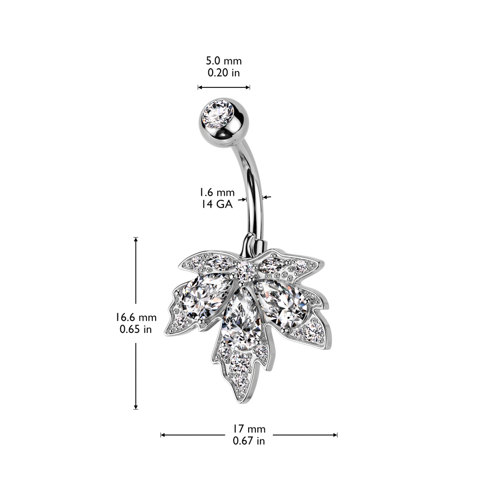 Belly Bar with CZ Maple Leaf - Image 6