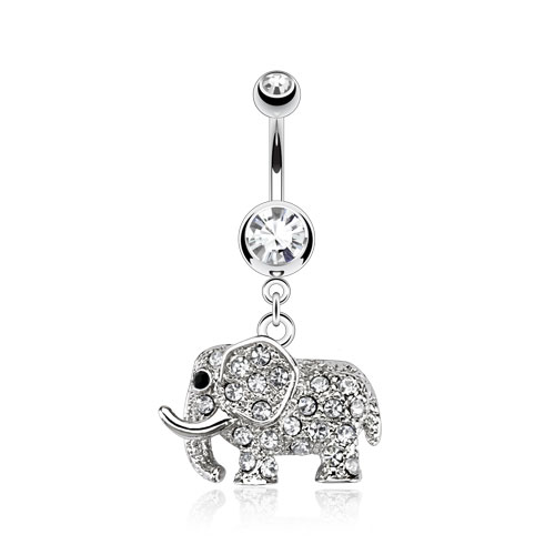 Belly Bar with CZ Elephant Dangle - Image 4