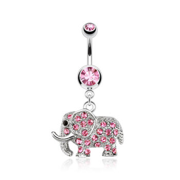 Belly Bar with CZ Elephant Dangle - Image 3