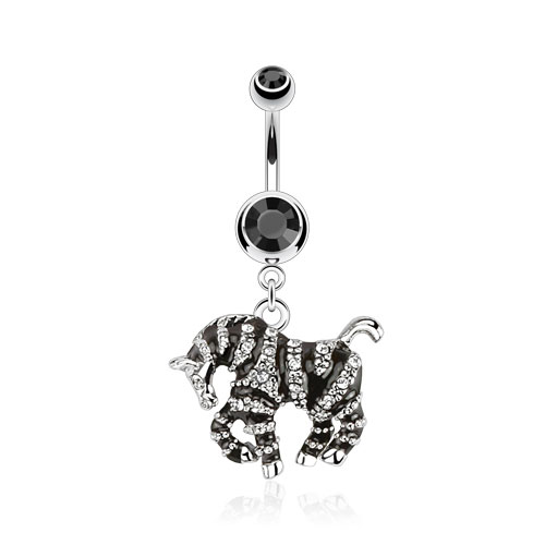 Belly Bar with a Zebra Dangle