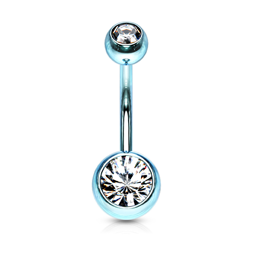 Belly Bar with 2 CZ Balls - Image 3