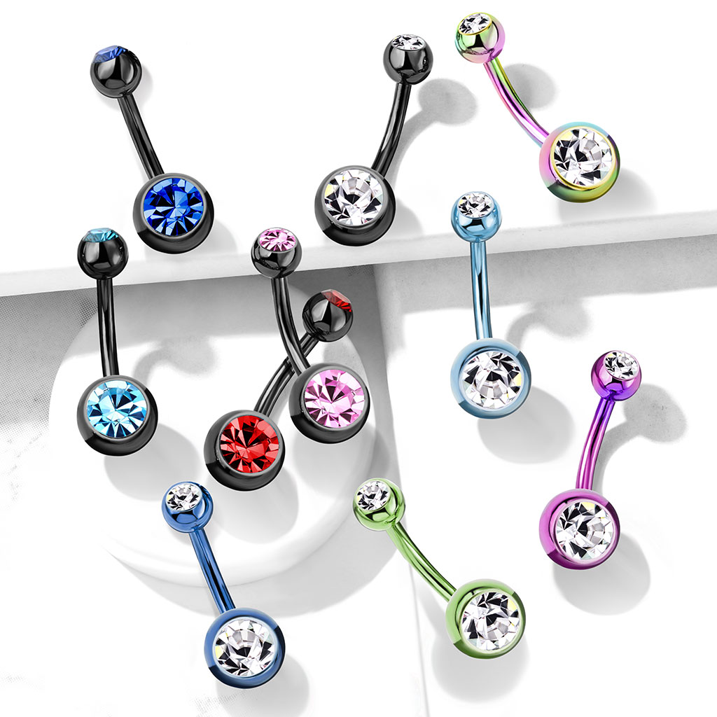 Belly Bar with 2 CZ Balls
