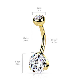 Belly Bar with 8mm Clear CZ Gem - Image 6