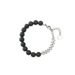 Black Dimpled Volcanic Stone Beaded Bracelet