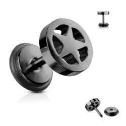 Black Fake Plug Earring with a Star