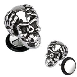 Fake Plug Earring with a Skull Head