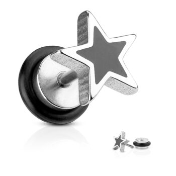 Fake Plug Earring with a Black Star - Image 2