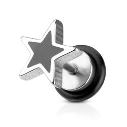 Fake Plug Earring with a Black Star