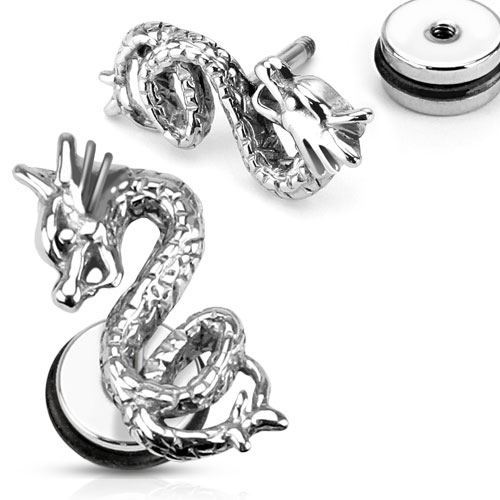 Fake Plug Earring with a Dragon Body