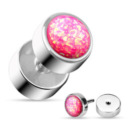 Fake Plug Earring with Opal Head