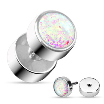 Fake Plug Earring with Opal Head - Image 2