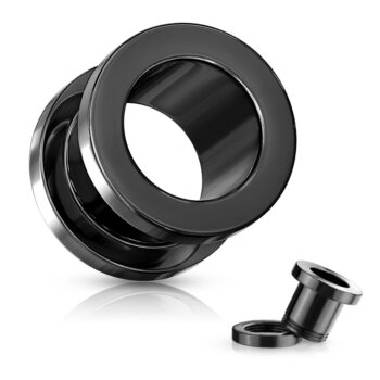 Black Stainless Steel Screw Fit Flesh Tunnel
