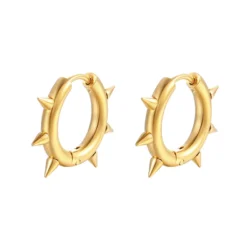 Gold Hoop Earrings with Spikes