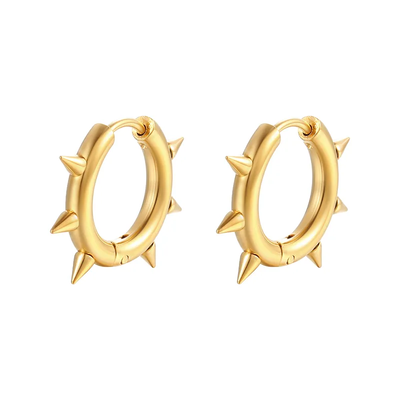Gold Hoop Earrings with Spikes
