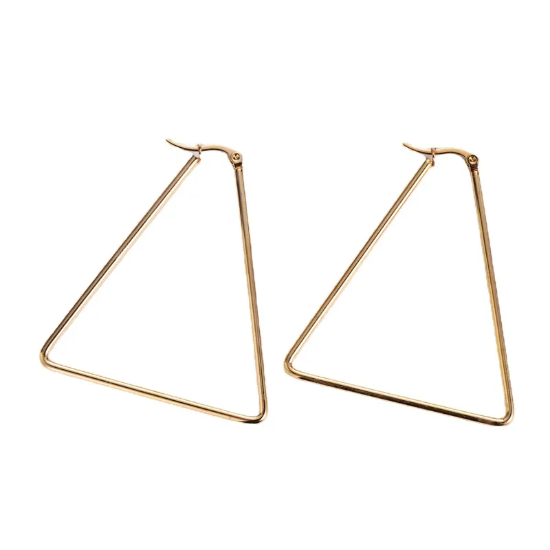Gold Triangle Hoop Earrings