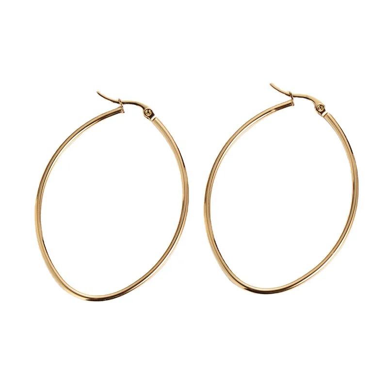 Gold Oval Hoop Earrings