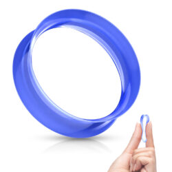 Blue Soft Flexible Silicone Double Flared Saddle Skin Tunnels