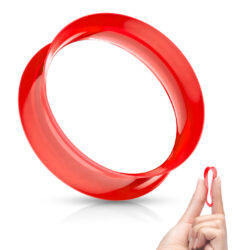 Red Soft Flexible Silicone Double Flared Saddle Skin Tunnels
