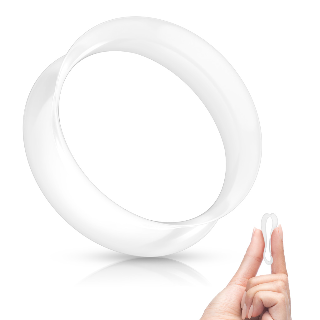 White Soft Flexible Silicone Double Flared Saddle Skin Tunnels
