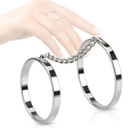 Finger Ring with 2 Rings and a Chain