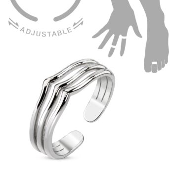 Toe or Finger Ring with a Triple Ring Design - Image 2