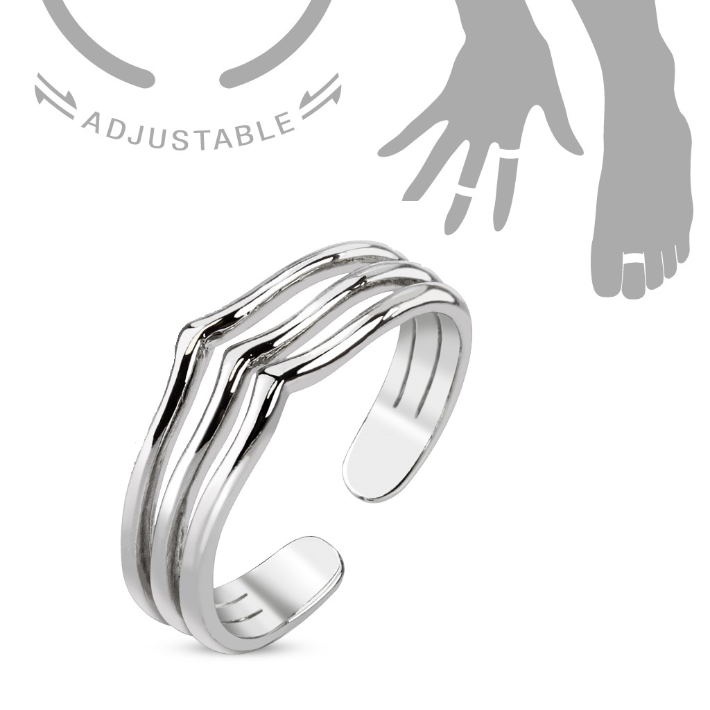 Toe or Finger Ring with a Triple Ring Design - Image 2