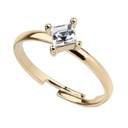 Gold Toe or Finger Ring with a Clear CZ Gem