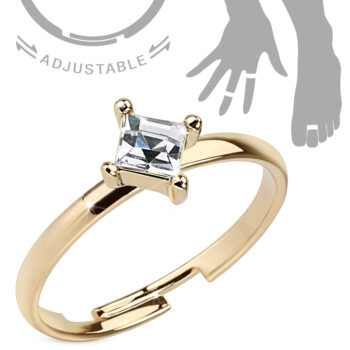 Gold Toe or Finger Ring with a Clear CZ Gem - Image 2
