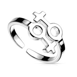 Silver toe or finger ring with double Venus symbols