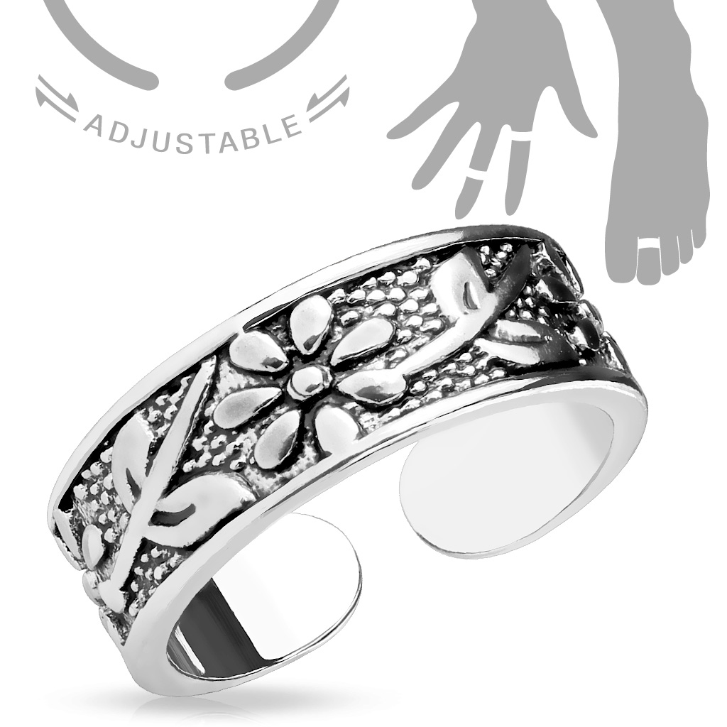 Toe or Finger Ring with Flowers - Image 2