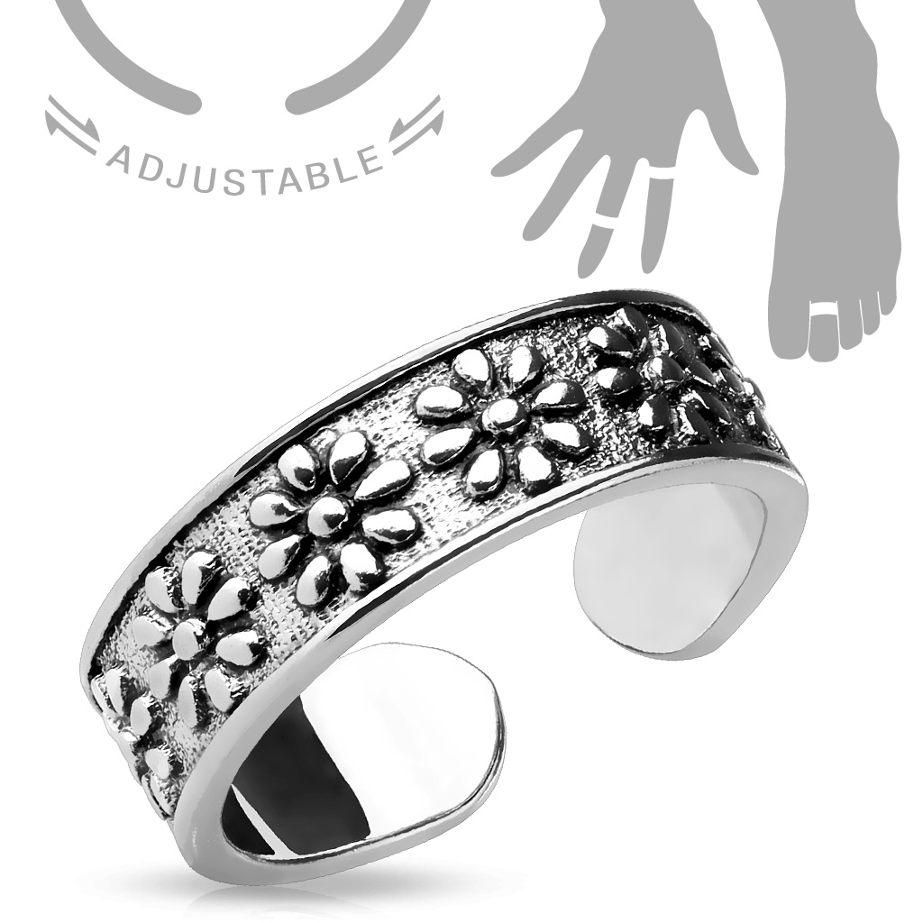 Toe or Finger Ring with Flowers - Image 2