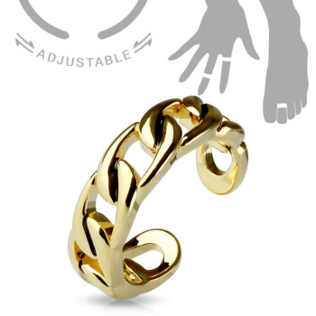 Gold Toe or Finger Ring with a Chainlink Design - Image 2