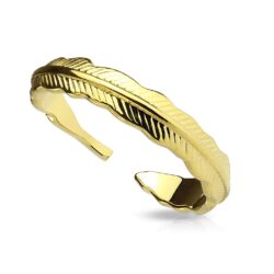 Gold Toe or Finger Ring with a Feather Design