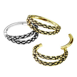 Hinged 2 Rings with Lizard Skin Pattern