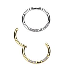 Hinged Ring with Forward Facing Clear CZ Gems