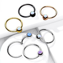 Hinged Segment Ring with Fixed Opal ball