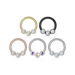 Hinged Ring with 3 Bezel Set Crystals