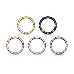 Hinged Ring with 5 Flush Set Front Facing Clear Petite Crystals