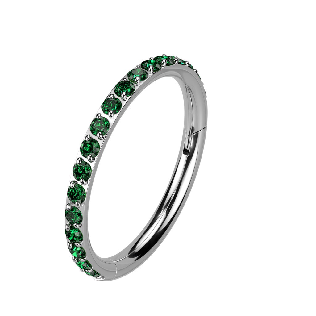 Hinged Ring with Emerald cz gems