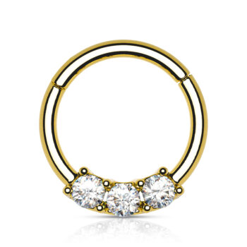 Clicker Ring with 3 Clear CZ Gems - Image 6