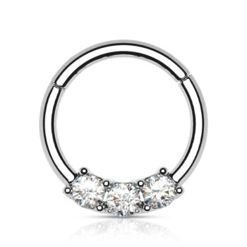 Clicker Ring with 3 Clear CZ Gems - Image 3