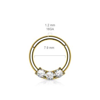 Clicker Ring with 3 Clear CZ Gems - Image 9