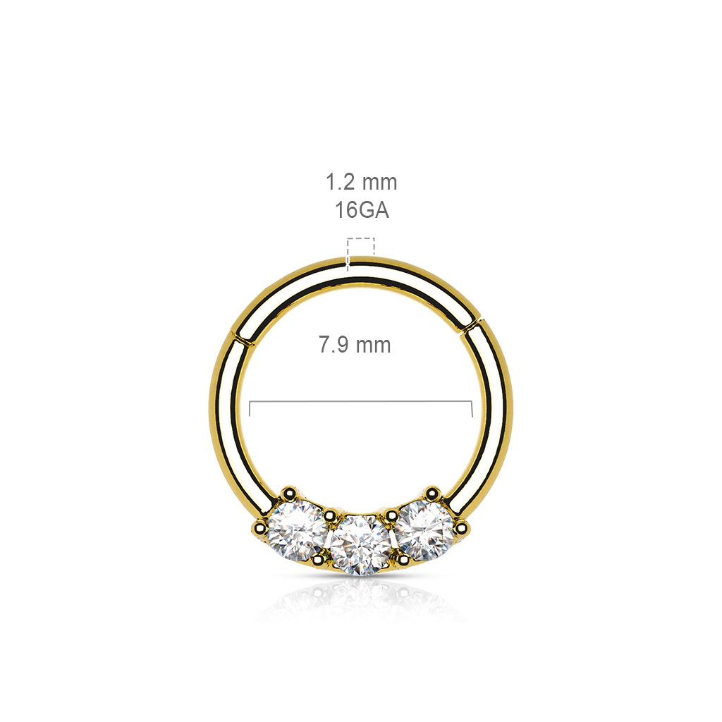 Clicker Ring with 3 Clear CZ Gems - Image 9
